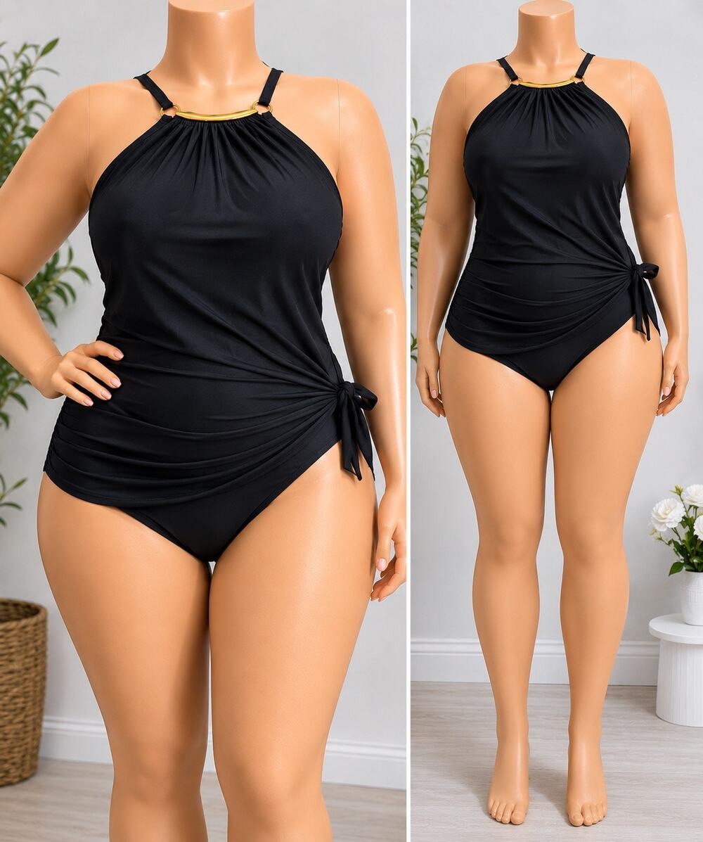 Magicsuit Womens Plus Size 24W Bianca One Piece Black Swim Romper